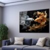 İlahi Dans: Altın ve Gümüş Balıklar Temalı Modern Cam Tablo Dekoratif Cam Tablo