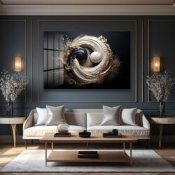 Modern Yi̇ng Yang Dekorati̇f Yatay Cam Tablo, Ev Dekorasyon, Ofi̇s Dekorasyon Duvar Dekoru Modern Yi̇ng Yang Dekorati̇f Yatay Cam Tablo, Ev Dekorasyon, Ofi̇s Dekorasyon Dekoratif Cam Tablo