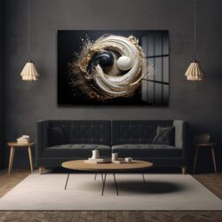 Modern Yi̇ng Yang Dekorati̇f Yatay Cam Tablo, Ev Dekorasyon, Ofi̇s Dekorasyon Duvar Dekoru Modern Yi̇ng Yang Dekorati̇f Yatay Cam Tablo, Ev Dekorasyon, Ofi̇s Dekorasyon Dekoratif Cam Tablo