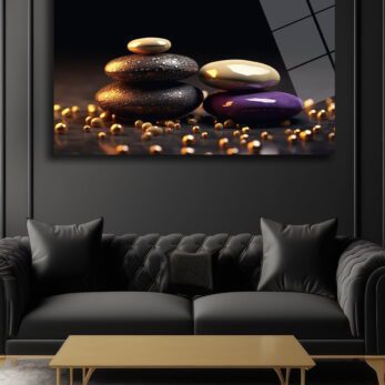 Zen Dengesi: Altın Dokunuşlu Modern Temperli Cam Tablo - Glazella Zen Dengesi: Altın Dokunuşlu Modern Temperli Cam Tablo - Glazella