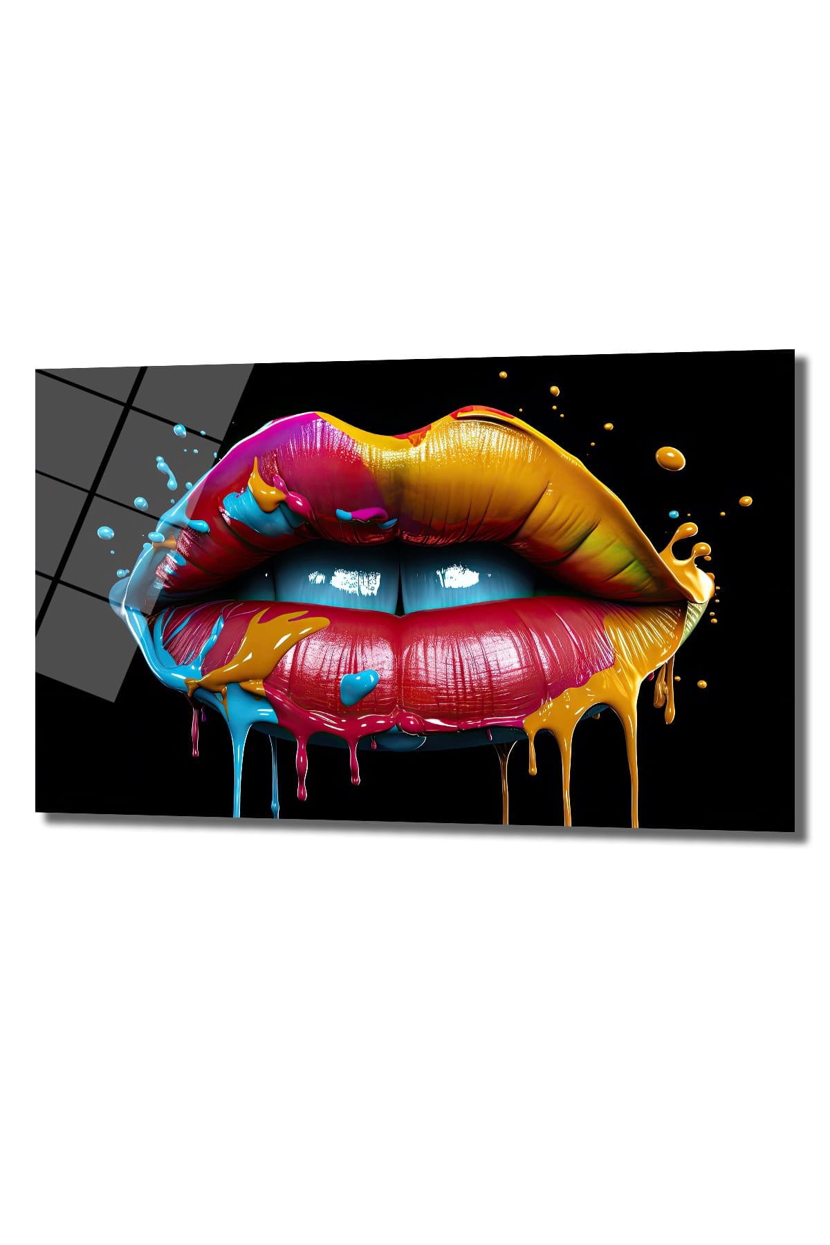 Renkli Dudaklar: Modern Pop Art Cam Tablo | Canlı Duvar Dekorasyonu Duvar Dekoru cam tablo, duvar sanatı, modern dekorasyon, soyut sanat, cam sanat eserleri, iç mekan dekorasyonu, ofis dekorasyonu, ev dekorasyonu, restoran dekorasyonu, cafe dekorasyonu, cam baskı, UV baskı, estetik duvar sanatı