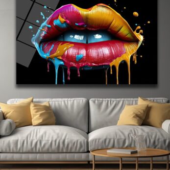Renkli Dudaklar: Modern Pop Art Cam Tablo | Canlı Duvar Dekorasyonu - Glazella Renkli Dudaklar: Modern Pop Art Cam Tablo | Canlı Duvar Dekorasyonu - Glazella