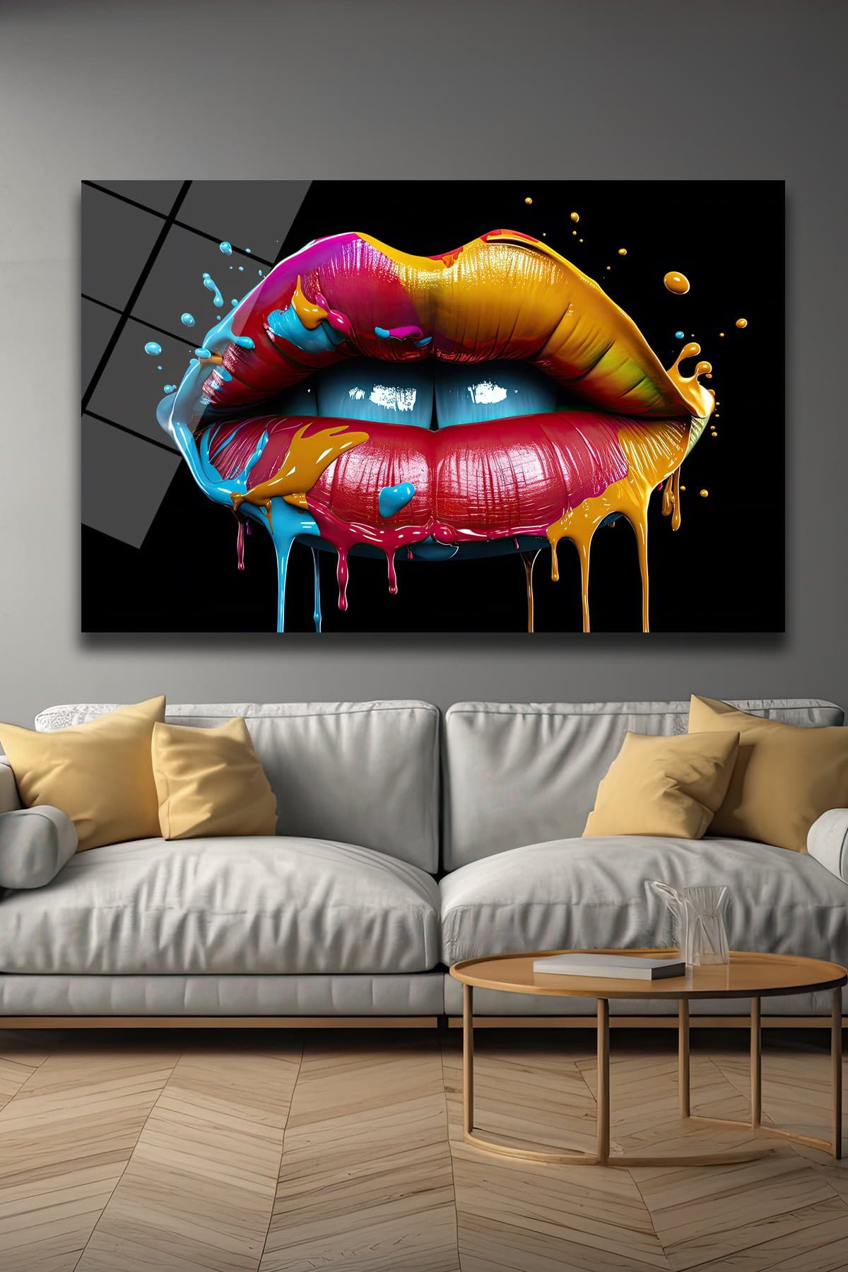 Renkli Dudaklar: Modern Pop Art Cam Tablo | Canlı Duvar Dekorasyonu Duvar Dekoru cam tablo, duvar sanatı, modern dekorasyon, soyut sanat, cam sanat eserleri, iç mekan dekorasyonu, ofis dekorasyonu, ev dekorasyonu, restoran dekorasyonu, cafe dekorasyonu, cam baskı, UV baskı, estetik duvar sanatı