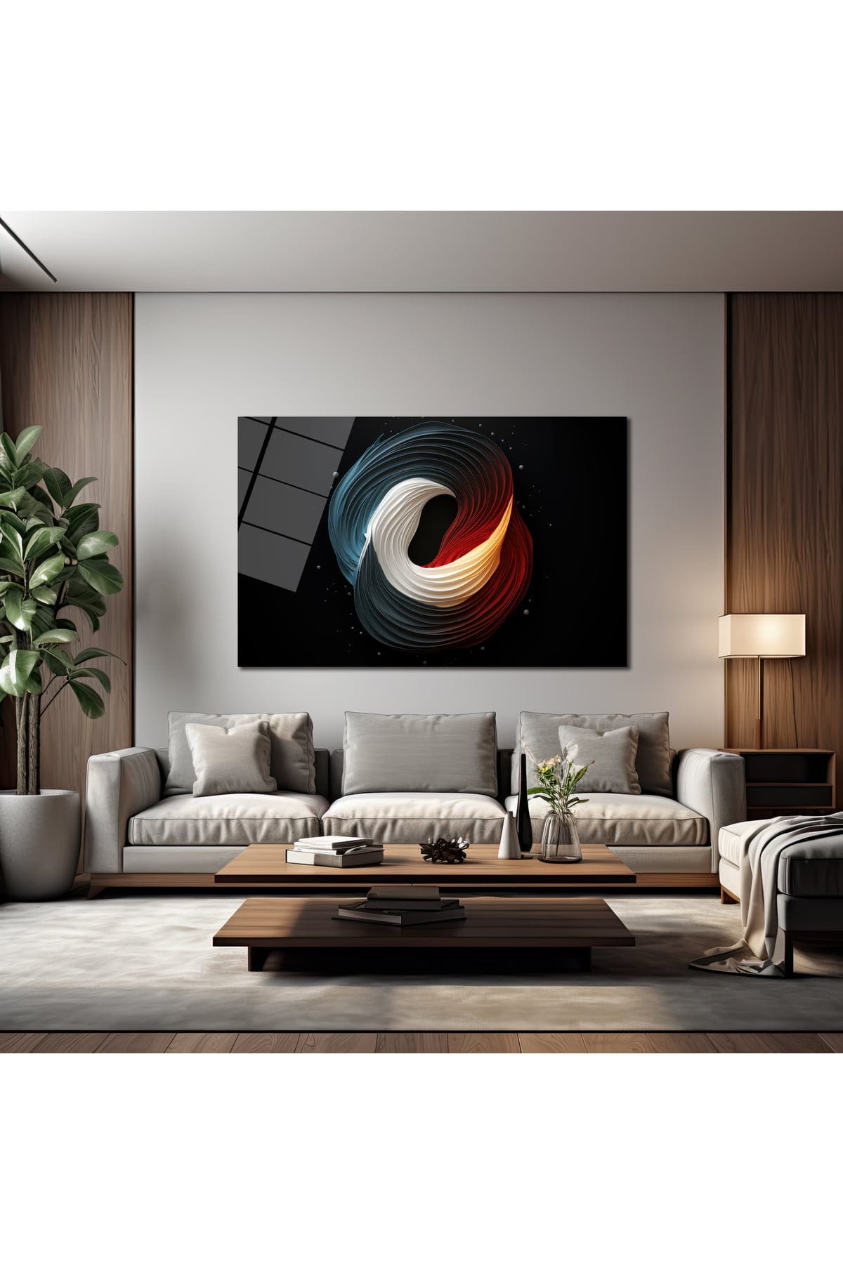 Enerji Sarmalı: Kırmızı, Beyaz ve Mavi Tonlarında Modern Soyut Cam Tablo Duvar Dekoru cam tablo, duvar sanatı, modern dekorasyon, soyut sanat, cam sanat eserleri, iç mekan dekorasyonu, ofis dekorasyonu, ev dekorasyonu, restoran dekorasyonu, cafe dekorasyonu, cam baskı, UV baskı, estetik duvar sanatı