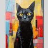 Gizemli Siyah Kedi: Soyut Renklerle Modern Temperli Cam Tablo Duvar Dekoru cam tablo, duvar sanatı, modern dekorasyon, soyut sanat, cam sanat eserleri, iç mekan dekorasyonu, ofis dekorasyonu, ev dekorasyonu, restoran dekorasyonu, cafe dekorasyonu, cam baskı, UV baskı, estetik duvar sanatı