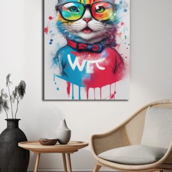 Renkli Gözlüklü Kedi: Modern Pop Art Temperli Cam Tablo - Glazella Renkli Gözlüklü Kedi: Modern Pop Art Temperli Cam Tablo - Glazella