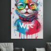 Renkli Gözlüklü Kedi: Modern Pop Art Temperli Cam Tablo Duvar Dekoru cam tablo, duvar sanatı, modern dekorasyon, soyut sanat, cam sanat eserleri, iç mekan dekorasyonu, ofis dekorasyonu, ev dekorasyonu, restoran dekorasyonu, cafe dekorasyonu, cam baskı, UV baskı, estetik duvar sanatı
