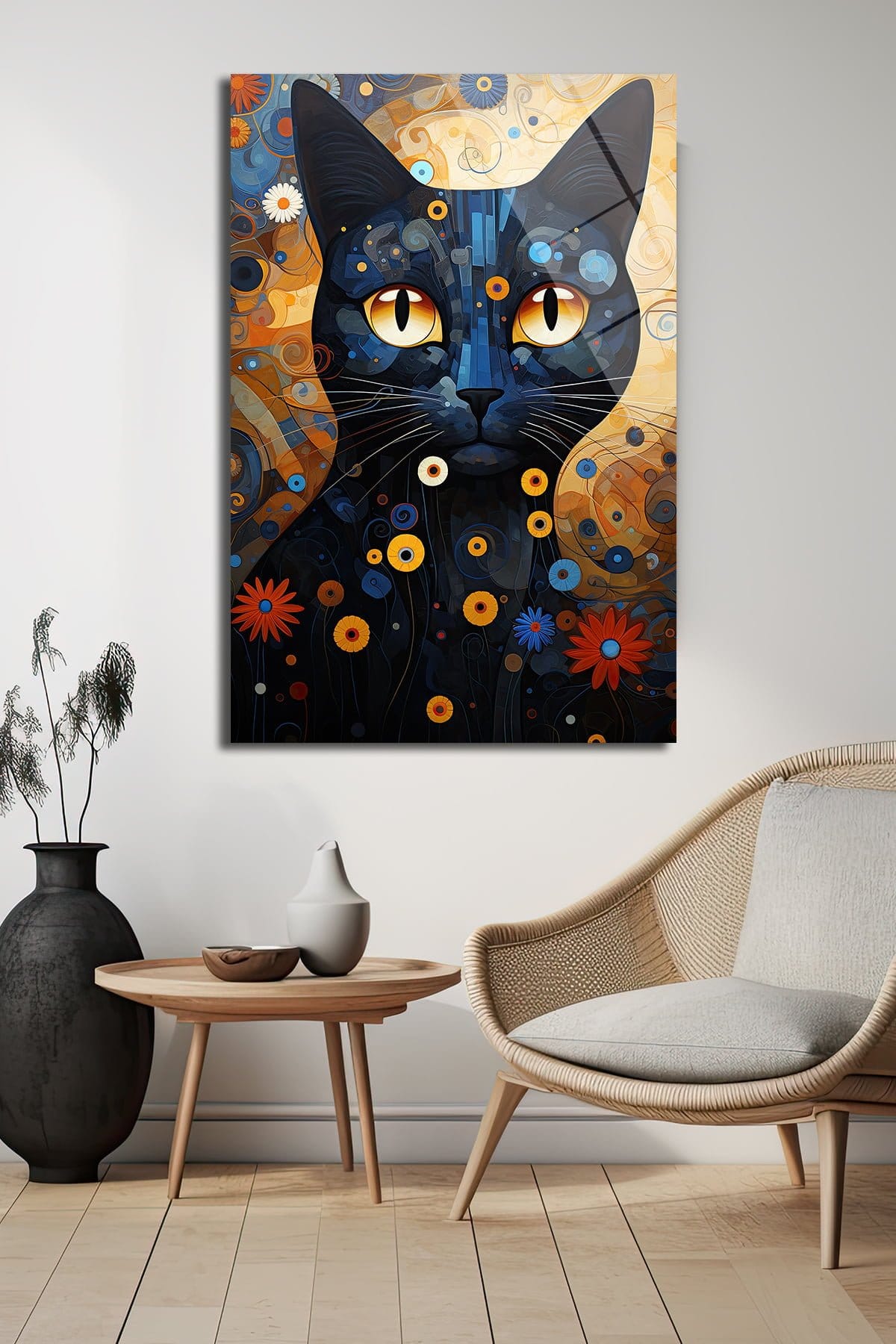 Gizemli Bakışlar: Sanatsal Kara Kedi Temalı Modern Temperli Cam Tablo Duvar Dekoru cam tablo, duvar sanatı, modern dekorasyon, soyut sanat, cam sanat eserleri, iç mekan dekorasyonu, ofis dekorasyonu, ev dekorasyonu, restoran dekorasyonu, cafe dekorasyonu, cam baskı, UV baskı, estetik duvar sanatı