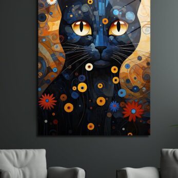 Gizemli Bakışlar: Sanatsal Kara Kedi Temalı Modern Temperli Cam Tablo - Glazella Gizemli Bakışlar: Sanatsal Kara Kedi Temalı Modern Temperli Cam Tablo - Glazella