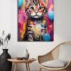 Neşeli Palet: Canlı Renklerle Kedi Sanatı Cam Tablo Duvar Dekoru cam tablo, duvar sanatı, modern dekorasyon, soyut sanat, cam sanat eserleri, iç mekan dekorasyonu, ofis dekorasyonu, ev dekorasyonu, restoran dekorasyonu, cafe dekorasyonu, cam baskı, UV baskı, estetik duvar sanatı