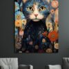 Mistik Kedi Bahçesi: Canlı Renkli Temperli Cam Tablo Duvar Dekoru cam tablo, duvar sanatı, modern dekorasyon, soyut sanat, cam sanat eserleri, iç mekan dekorasyonu, ofis dekorasyonu, ev dekorasyonu, restoran dekorasyonu, cafe dekorasyonu, cam baskı, UV baskı, estetik duvar sanatı