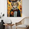 Bay Şapkalı Kedi: Neşeli ve Sanatsal Temperli Cam Tablo Duvar Dekoru cam tablo, duvar sanatı, modern dekorasyon, soyut sanat, cam sanat eserleri, iç mekan dekorasyonu, ofis dekorasyonu, ev dekorasyonu, restoran dekorasyonu, cafe dekorasyonu, cam baskı, UV baskı, estetik duvar sanatı