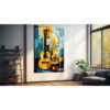 Ritim ve Renklerin Dansı: Modern Geometrik Gitar Cam Tablo Duvar Dekoru cam tablo, duvar sanatı, modern dekorasyon, soyut sanat, cam sanat eserleri, iç mekan dekorasyonu, ofis dekorasyonu, ev dekorasyonu, restoran dekorasyonu, cafe dekorasyonu, cam baskı, UV baskı, estetik duvar sanatı