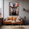 Gizemli Centilmen Kedi: Urban Sanat Cam Tablo - Glazella