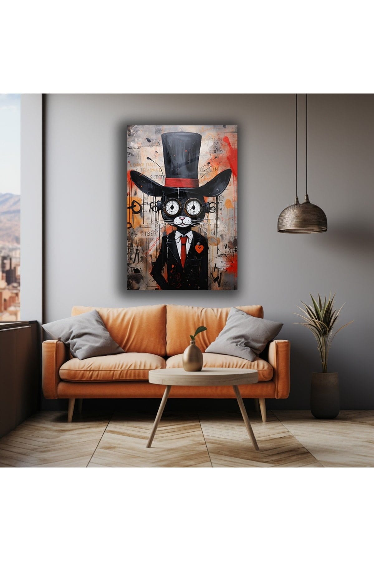 Gizemli Centilmen Kedi: Urban Sanat Cam Tablo Duvar Dekoru cam tablo, duvar sanatı, modern dekorasyon, soyut sanat, cam sanat eserleri, iç mekan dekorasyonu, ofis dekorasyonu, ev dekorasyonu, restoran dekorasyonu, cafe dekorasyonu, cam baskı, UV baskı, estetik duvar sanatı