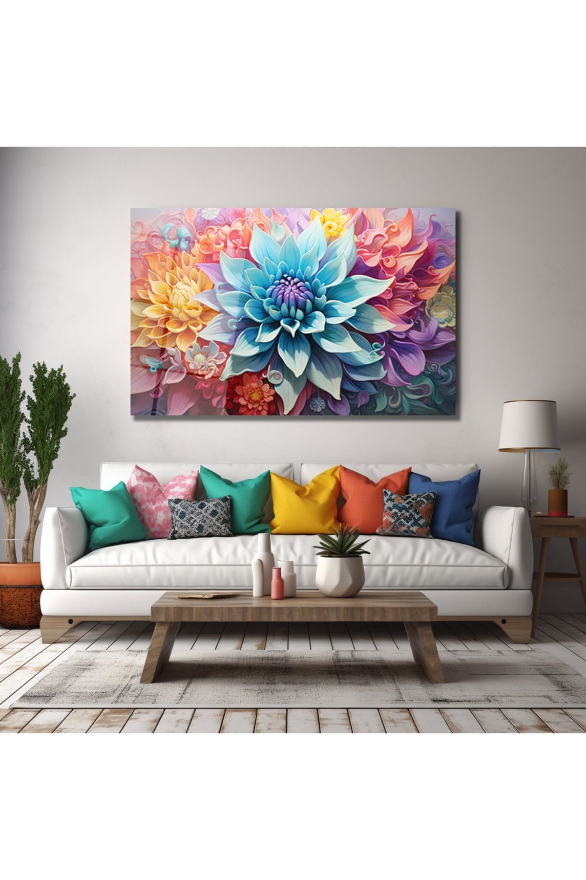 Rüya Bahçesi: Canlı Renklerin Dansı, Modern Cam Tablo Duvar Dekoru cam tablo, duvar sanatı, modern dekorasyon, soyut sanat, cam sanat eserleri, iç mekan dekorasyonu, ofis dekorasyonu, ev dekorasyonu, restoran dekorasyonu, cafe dekorasyonu, cam baskı, UV baskı, estetik duvar sanatı
