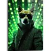 Matrix Şıklığı: Neon Yeşil Shiba Inu Cam Tablo - Glazella