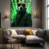 Matrix Şıklığı: Neon Yeşil Shiba Inu Cam Tablo Duvar Dekoru cam tablo, duvar sanatı, modern dekorasyon, soyut sanat, cam sanat eserleri, iç mekan dekorasyonu, ofis dekorasyonu, ev dekorasyonu, restoran dekorasyonu, cafe dekorasyonu, cam baskı, UV baskı, estetik duvar sanatı