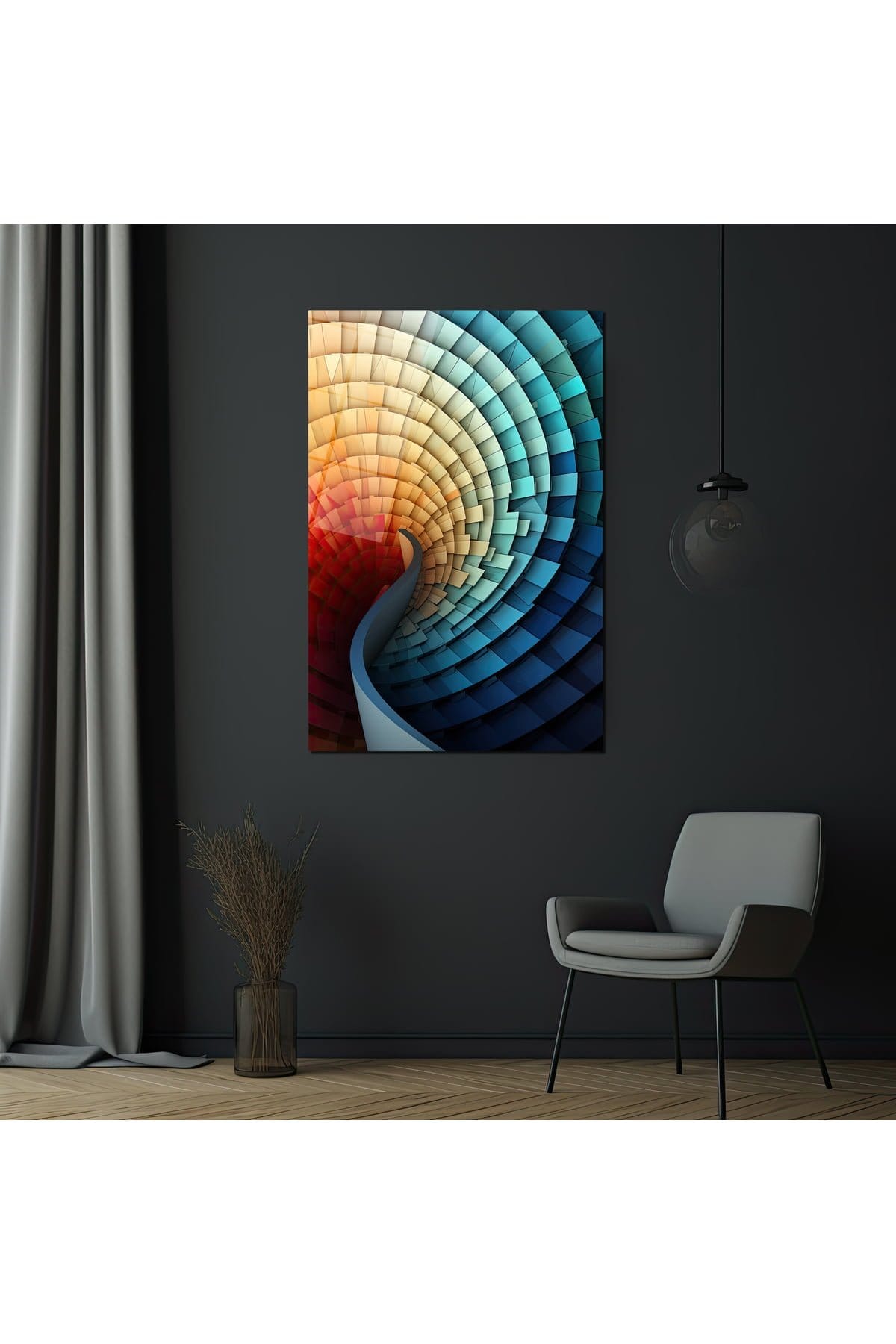 Vortex Renk Geçişleri: Modern Soyut Cam Tablo Duvar Dekoru cam tablo, duvar sanatı, modern dekorasyon, soyut sanat, cam sanat eserleri, iç mekan dekorasyonu, ofis dekorasyonu, ev dekorasyonu, restoran dekorasyonu, cafe dekorasyonu, cam baskı, UV baskı, estetik duvar sanatı
