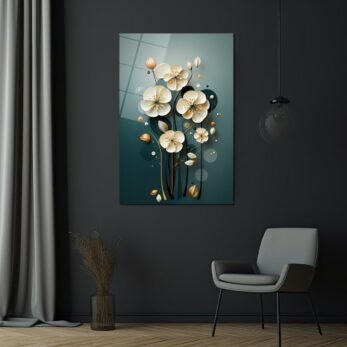 Büyüleyici Derinlik: 3D Efektli Modern Çiçekler Cam Tablo - Glazella Büyüleyici Derinlik: 3D Efektli Modern Çiçekler Cam Tablo - Glazella