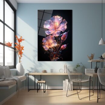 Ethereal Işıltı: Modern Cam Tablo ile Parlayan Kristal Çiçekler - Glazella