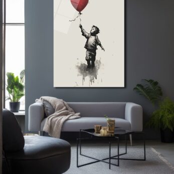 Kalp Balonlu Çocuk: Umut ve Kaybın Banksy Esintili Cam Tablosu - Glazella