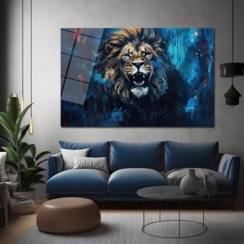 Görkemli Aslan: Modern Sanat Temperli Cam Tablo - Glazella