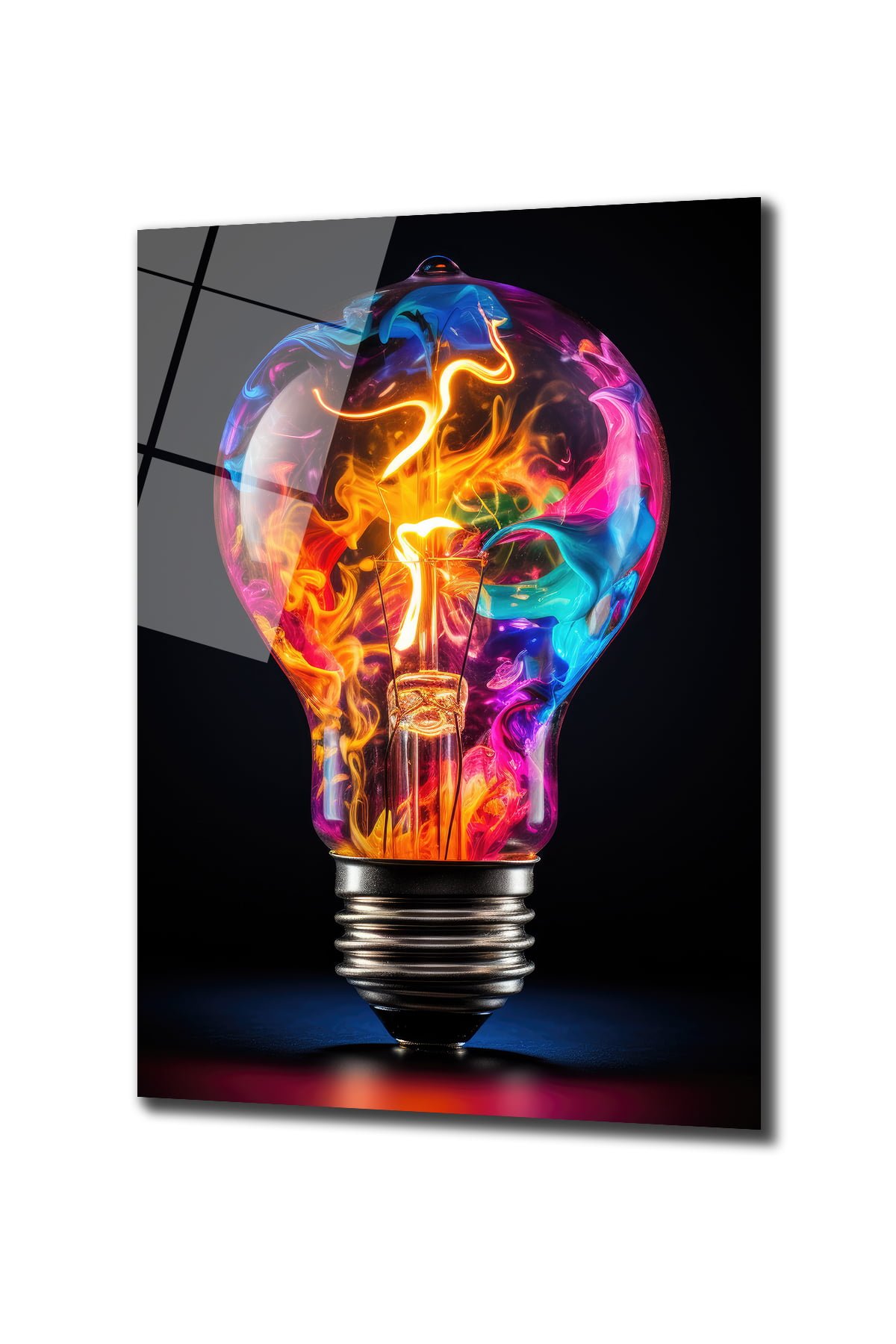 Enerji Patlaması: Renkli Işık Ampulü Modern Temperli Cam Tablo Duvar Dekoru cam tablo, duvar sanatı, modern dekorasyon, soyut sanat, cam sanat eserleri, iç mekan dekorasyonu, ofis dekorasyonu, ev dekorasyonu, restoran dekorasyonu, cafe dekorasyonu, cam baskı, UV baskı, estetik duvar sanatı