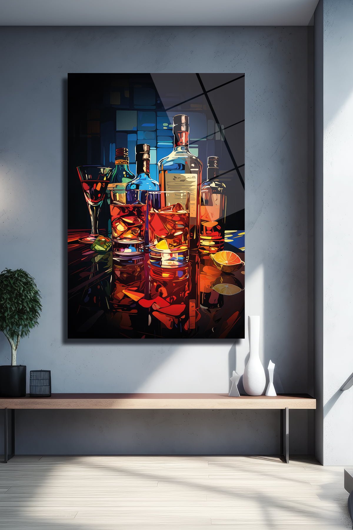 Şehrin Ritmi: Modern Bar Temalı Canlı Renkler Cam Tablo Duvar Dekoru cam tablo, duvar sanatı, modern dekorasyon, soyut sanat, cam sanat eserleri, iç mekan dekorasyonu, ofis dekorasyonu, ev dekorasyonu, restoran dekorasyonu, cafe dekorasyonu, cam baskı, UV baskı, estetik duvar sanatı