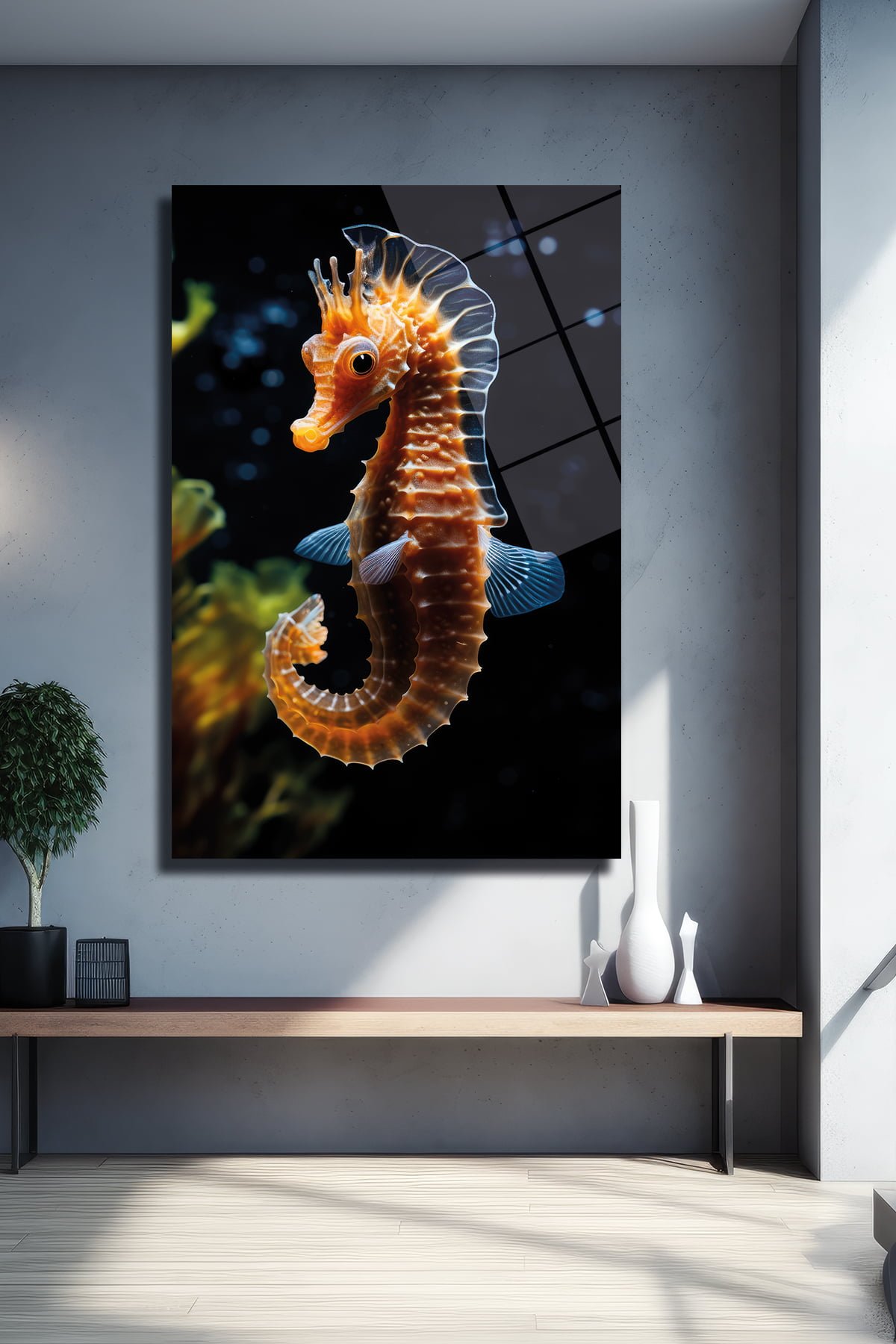 Okyanusun Gizemli Sakini: Canlı Turuncu Denizatı Temperli Cam Tablo Duvar Dekoru cam tablo, duvar sanatı, modern dekorasyon, soyut sanat, cam sanat eserleri, iç mekan dekorasyonu, ofis dekorasyonu, ev dekorasyonu, restoran dekorasyonu, cafe dekorasyonu, cam baskı, UV baskı, estetik duvar sanatı