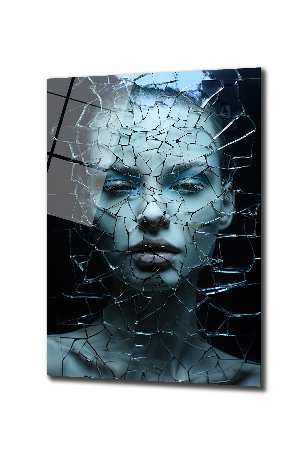 Buz Mavisi Kırılganlık: Modern Sanat Temperli Cam Tablo Duvar Dekoru cam tablo, duvar sanatı, modern dekorasyon, soyut sanat, cam sanat eserleri, iç mekan dekorasyonu, ofis dekorasyonu, ev dekorasyonu, restoran dekorasyonu, cafe dekorasyonu, cam baskı, UV baskı, estetik duvar sanatı