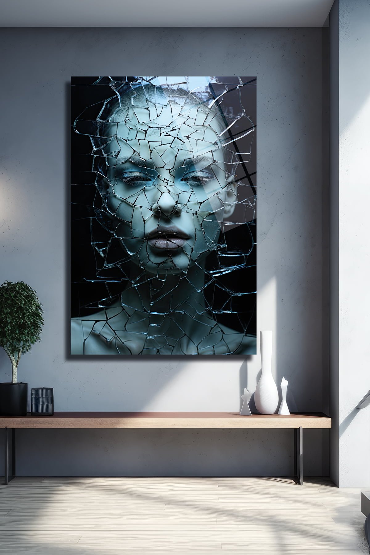 Buz Mavisi Kırılganlık: Modern Sanat Temperli Cam Tablo Duvar Dekoru cam tablo, duvar sanatı, modern dekorasyon, soyut sanat, cam sanat eserleri, iç mekan dekorasyonu, ofis dekorasyonu, ev dekorasyonu, restoran dekorasyonu, cafe dekorasyonu, cam baskı, UV baskı, estetik duvar sanatı
