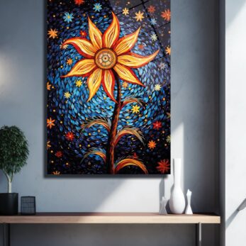 Rüya Çiçeği: Canlı Renkler Modern Sanat Temperli Cam Tablo - Glazella