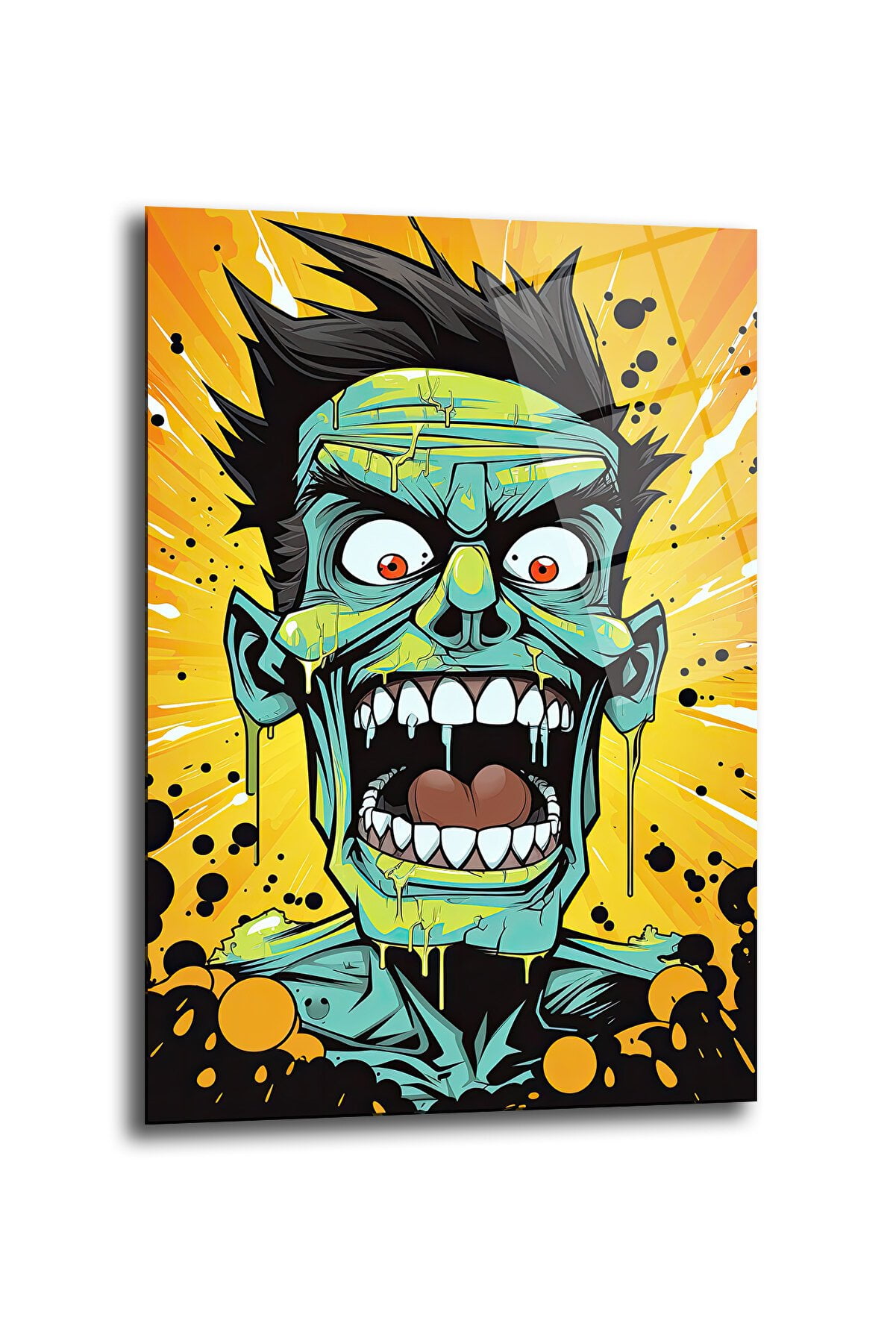 Çığlık Atan Enerji: Pop Art Zombi Temalı Modern Cam Tablo Duvar Dekoru cam tablo, duvar sanatı, modern dekorasyon, soyut sanat, cam sanat eserleri, iç mekan dekorasyonu, ofis dekorasyonu, ev dekorasyonu, restoran dekorasyonu, cafe dekorasyonu, cam baskı, UV baskı, estetik duvar sanatı