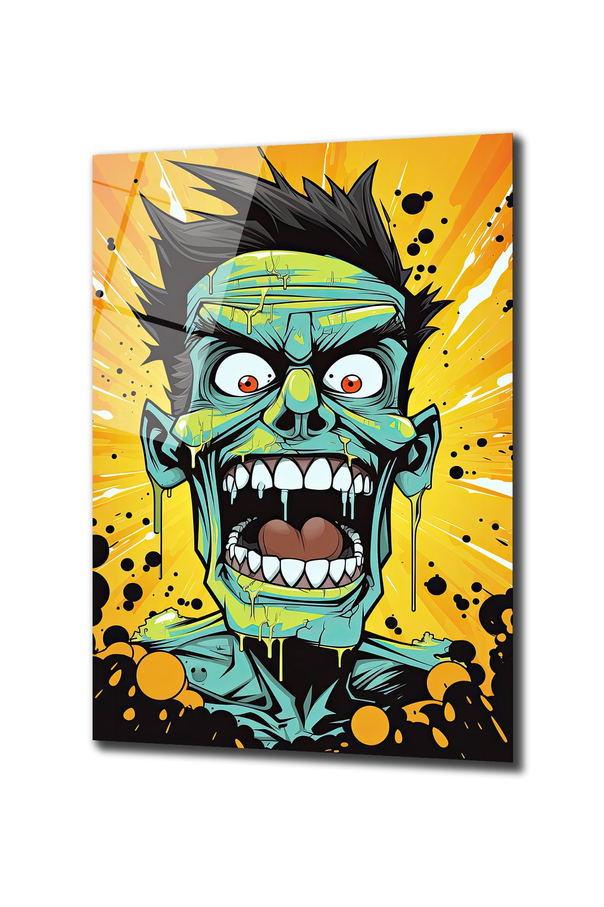 Çığlık Atan Enerji: Pop Art Zombi Temalı Modern Cam Tablo Duvar Dekoru cam tablo, duvar sanatı, modern dekorasyon, soyut sanat, cam sanat eserleri, iç mekan dekorasyonu, ofis dekorasyonu, ev dekorasyonu, restoran dekorasyonu, cafe dekorasyonu, cam baskı, UV baskı, estetik duvar sanatı