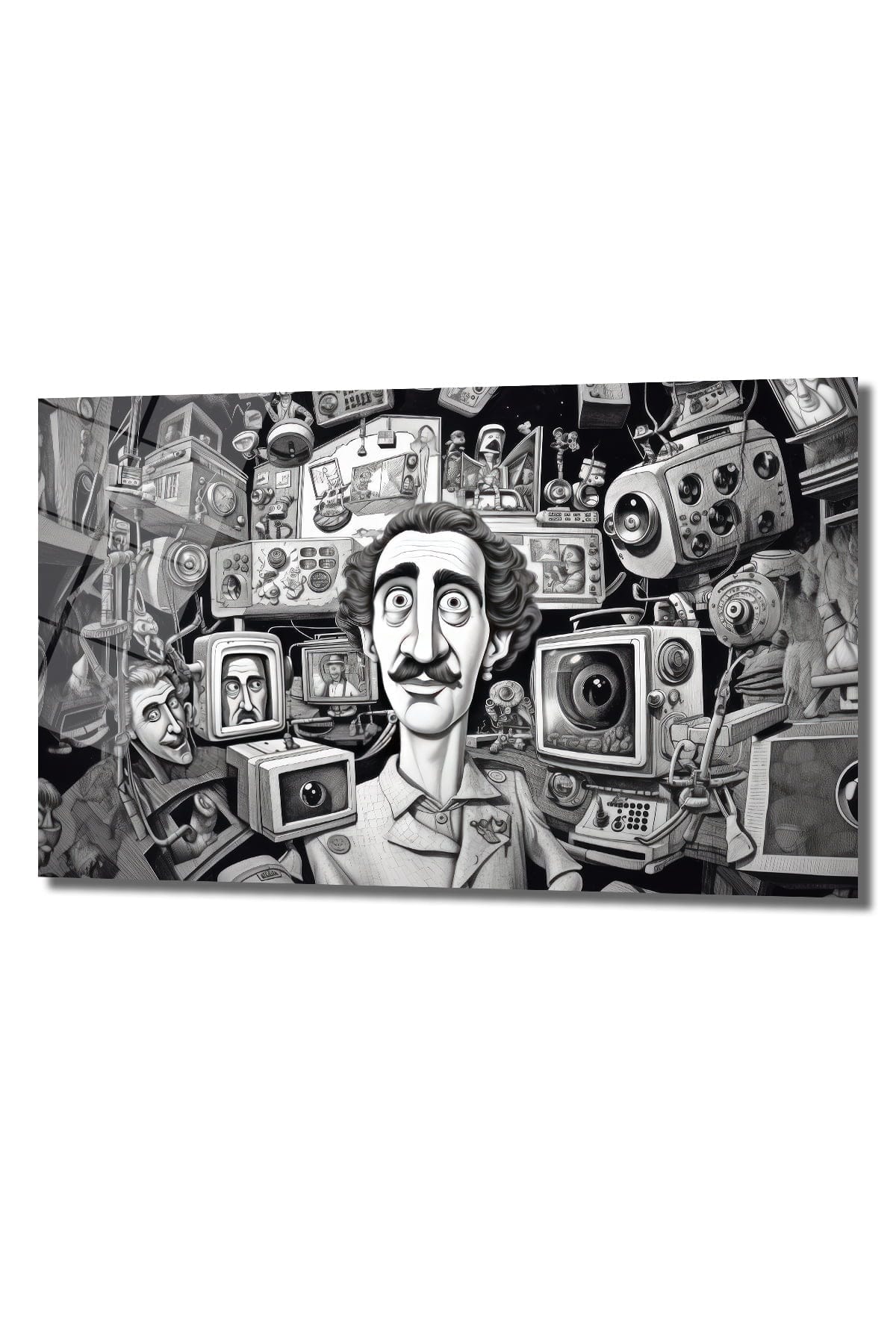 Gözlemcinin Dünyası: Siyah Beyaz Kamera Sanatı Temperli Cam Tablo Duvar Dekoru cam tablo, duvar sanatı, modern dekorasyon, soyut sanat, cam sanat eserleri, iç mekan dekorasyonu, ofis dekorasyonu, ev dekorasyonu, restoran dekorasyonu, cafe dekorasyonu, cam baskı, UV baskı, estetik duvar sanatı