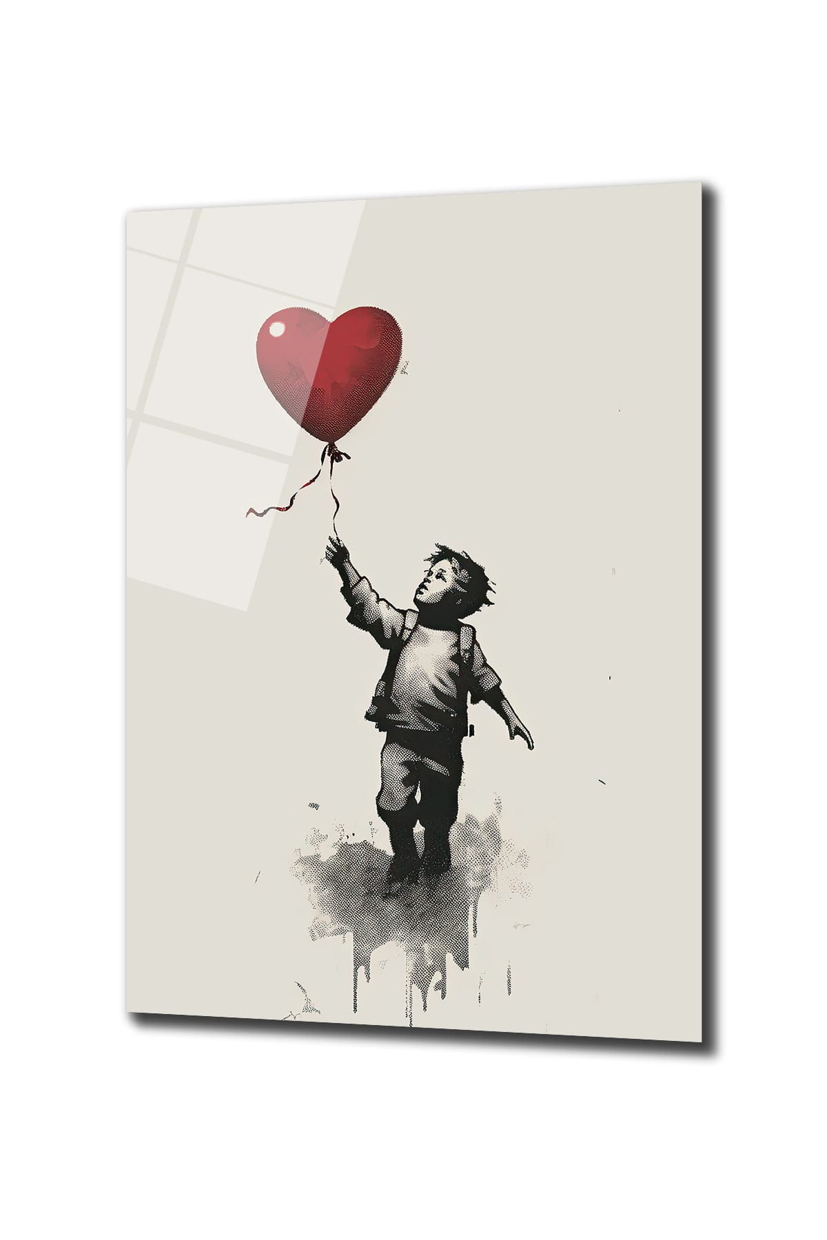 Kalp Balonlu Çocuk: Umut ve Kaybın Banksy Esintili Cam Tablosu Duvar Dekoru cam tablo, duvar sanatı, modern dekorasyon, soyut sanat, cam sanat eserleri, iç mekan dekorasyonu, ofis dekorasyonu, ev dekorasyonu, restoran dekorasyonu, cafe dekorasyonu, cam baskı, UV baskı, estetik duvar sanatı