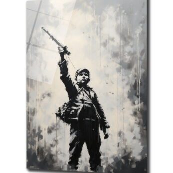 Umut ve Direniş: Banksy Tarzı Modern Cam Tablo - Glazella