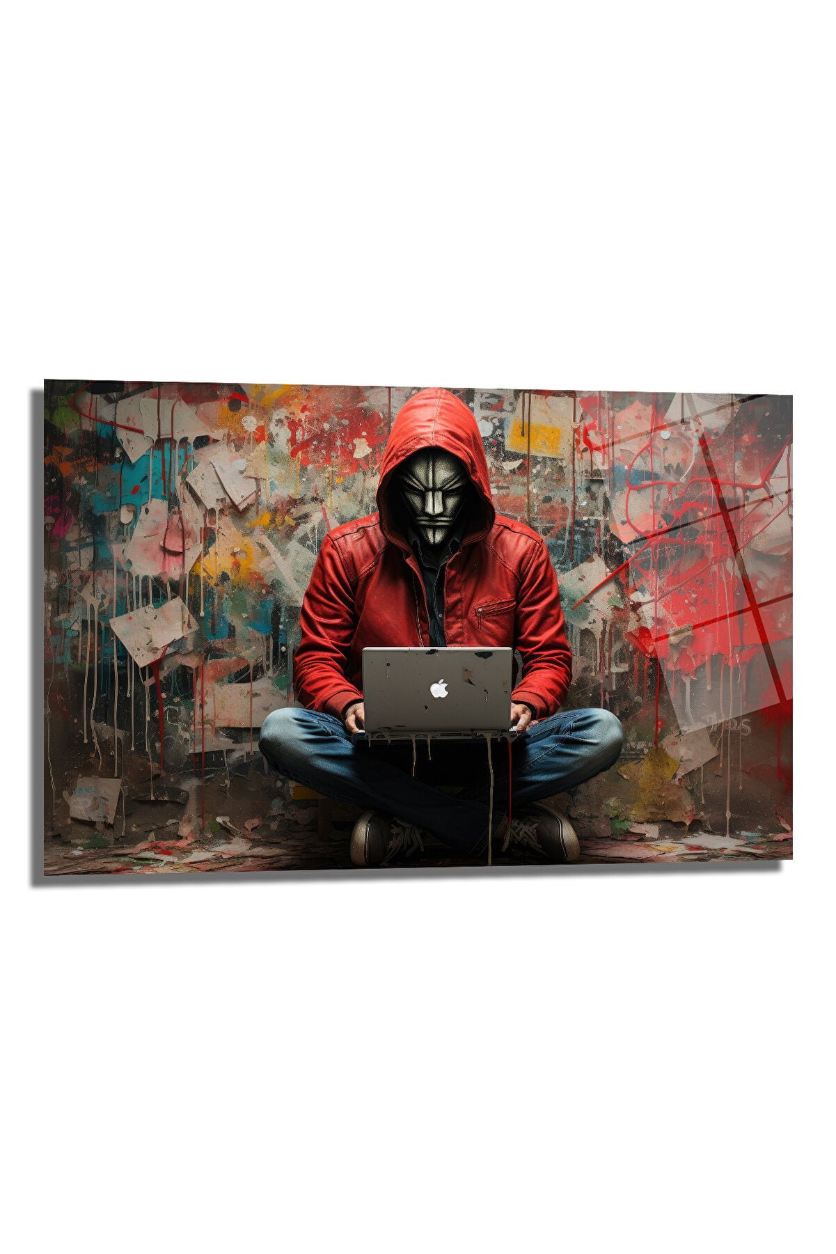 Siber Güç ve Sanat: Kırmızı Kapüşonlu Hacker Modern Cam Tablo Duvar Dekoru cam tablo, duvar sanatı, modern dekorasyon, soyut sanat, cam sanat eserleri, iç mekan dekorasyonu, ofis dekorasyonu, ev dekorasyonu, restoran dekorasyonu, cafe dekorasyonu, cam baskı, UV baskı, estetik duvar sanatı