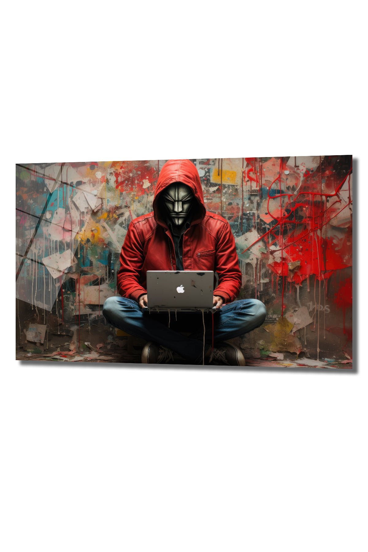 Siber Güç ve Sanat: Kırmızı Kapüşonlu Hacker Modern Cam Tablo Duvar Dekoru cam tablo, duvar sanatı, modern dekorasyon, soyut sanat, cam sanat eserleri, iç mekan dekorasyonu, ofis dekorasyonu, ev dekorasyonu, restoran dekorasyonu, cafe dekorasyonu, cam baskı, UV baskı, estetik duvar sanatı
