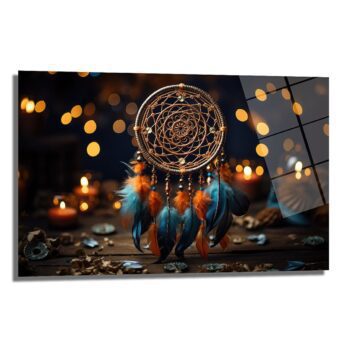 Büyülü Rüya Yakalayıcı: Boho Esintili Temperli Cam Tablo - Glazella