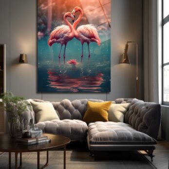 Aşkın Dansı: Romantik Flamingo Çifti Cam Tablo - Glazella Aşkın Dansı: Romantik Flamingo Çifti Cam Tablo - Glazella