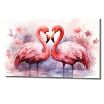 Flamingo Kalbi: Aşkın Zarafeti Cam Tablo - Glazella