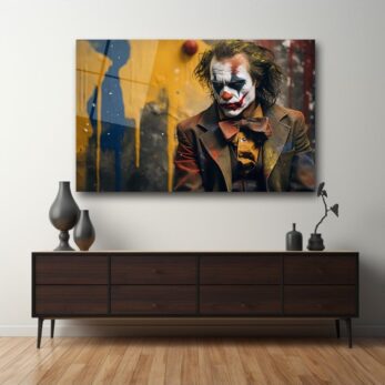 Joker'in Gizemli Yüzü: Modern Sanat Temperli Cam Tablo - Glazella Joker'in Gizemli Yüzü: Modern Sanat Temperli Cam Tablo - Glazella