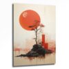 Kızıl Ufuk ve Bonsai: Japon Minimalist Modern Cam Tablo Duvar Dekoru cam tablo, duvar sanatı, modern dekorasyon, soyut sanat, cam sanat eserleri, iç mekan dekorasyonu, ofis dekorasyonu, ev dekorasyonu, restoran dekorasyonu, cafe dekorasyonu, cam baskı, UV baskı, estetik duvar sanatı