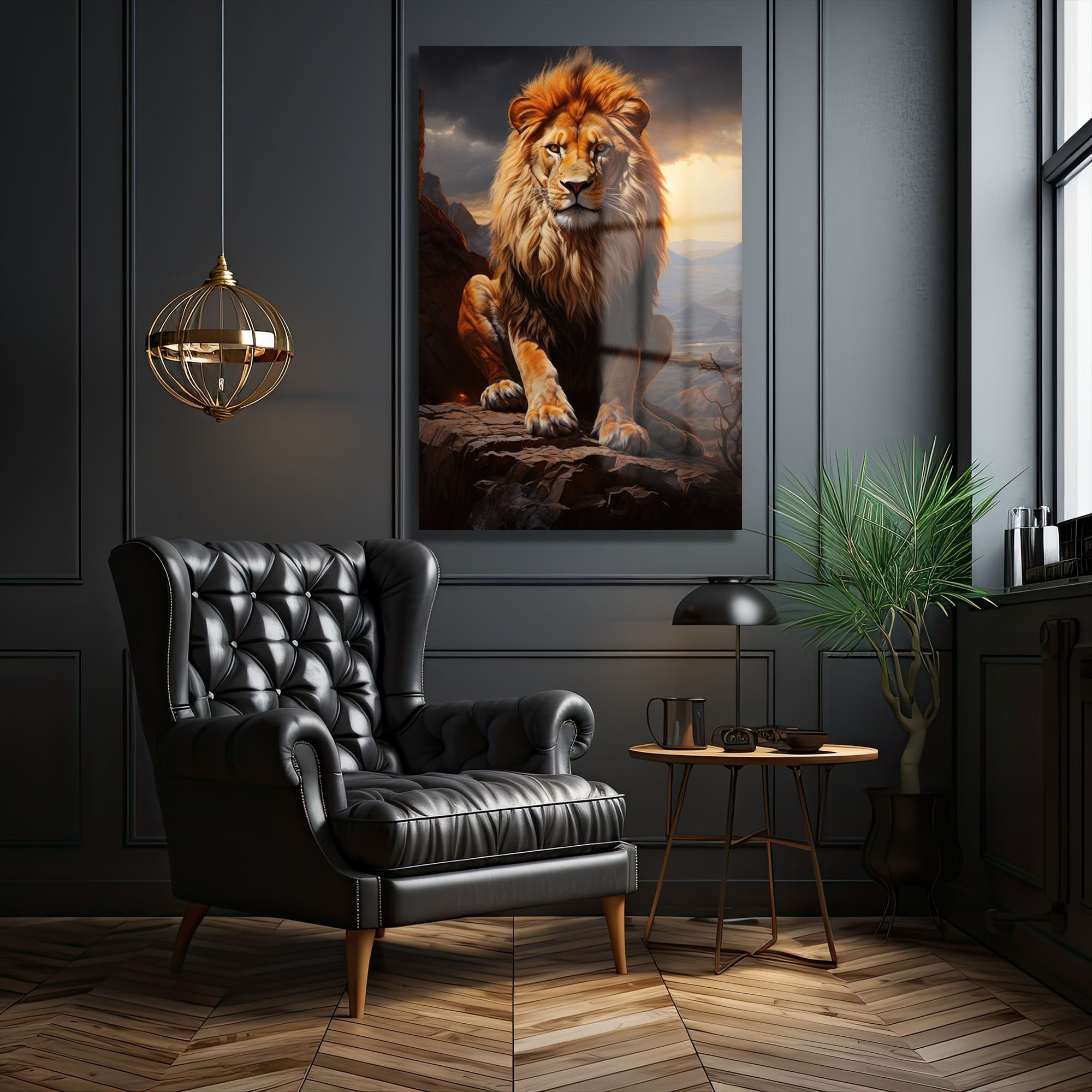Savannah'ın Hükümdarı: Görkemli Aslan Cam Tablo Duvar Dekoru cam tablo, duvar sanatı, modern dekorasyon, soyut sanat, cam sanat eserleri, iç mekan dekorasyonu, ofis dekorasyonu, ev dekorasyonu, restoran dekorasyonu, cafe dekorasyonu, cam baskı, UV baskı, estetik duvar sanatı