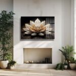 Zarafetin Işıltısı: Altın Pırlanta Lotus Lüks Cam Tablo Duvar Dekoru cam tablo, duvar sanatı, modern dekorasyon, soyut sanat, cam sanat eserleri, iç mekan dekorasyonu, ofis dekorasyonu, ev dekorasyonu, restoran dekorasyonu, cafe dekorasyonu, cam baskı, UV baskı, estetik duvar sanatı