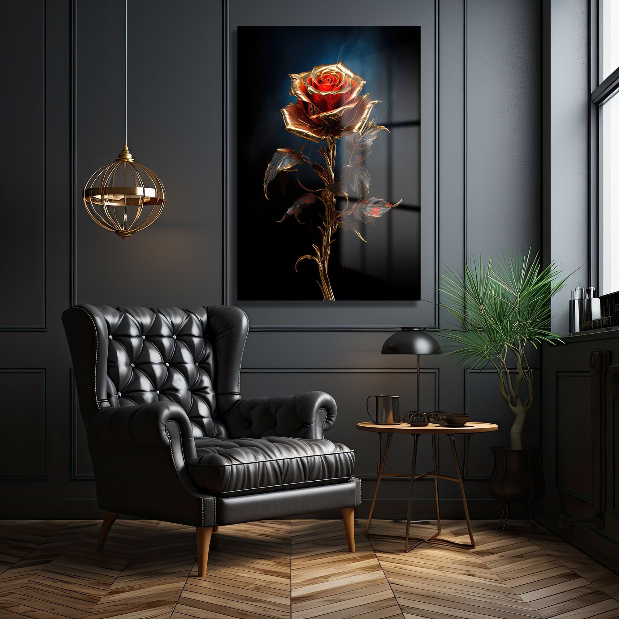Asil Altın Gül: Lüks Temperli Cam Tablo Duvar Dekoru cam tablo, duvar sanatı, modern dekorasyon, soyut sanat, cam sanat eserleri, iç mekan dekorasyonu, ofis dekorasyonu, ev dekorasyonu, restoran dekorasyonu, cafe dekorasyonu, cam baskı, UV baskı, estetik duvar sanatı