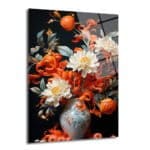 Ateş Rengi Çiçekler: Modern Sanat Temperli Cam Tablo - Glazella
