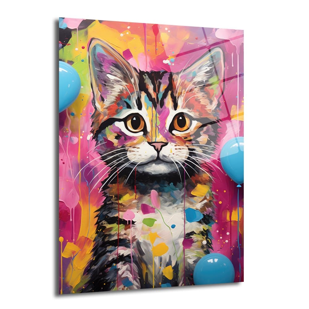 Neşeli Palet: Canlı Renklerle Kedi Sanatı Cam Tablo Duvar Dekoru cam tablo, duvar sanatı, modern dekorasyon, soyut sanat, cam sanat eserleri, iç mekan dekorasyonu, ofis dekorasyonu, ev dekorasyonu, restoran dekorasyonu, cafe dekorasyonu, cam baskı, UV baskı, estetik duvar sanatı